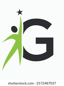 Initial Letter G Healthcare Logo Concept For Health Care, Sport, Bio, Fitness Or Medical Symbol