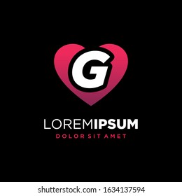 Initial Letter G with Heart or Love Symbol Logo Design