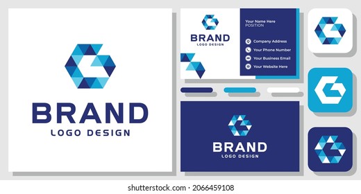 Letra inicial G flecha hexagonal acercamiento hacia delante Diseño de logotipo de crecimiento con plantilla de tarjeta de visita
