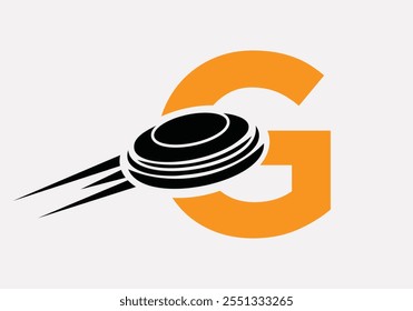 Initial Letter G Hockey Puck Logo Vector Template