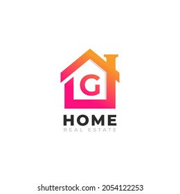 Initial Letter G Home House Logo Design. Real Estate Logo Concept. Vector Illustration