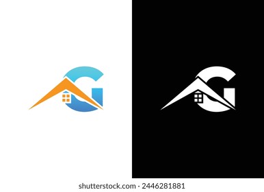 Initial letter G with house logo icon design vector. letter G with house logo design template inspiration.