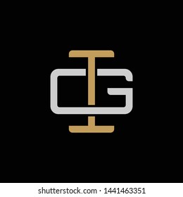 Initial letter G and I, GI, IG, overlapping interlock logo, monogram line art style, silver gold on black background