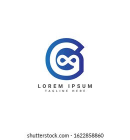 initial letter g with infinity symbol mark logo design template
