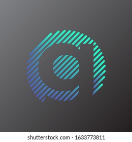 initial letter G inside striped circle