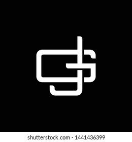 Initial letter G and J, GJ, JG, overlapping interlock monogram logo, white color on black background