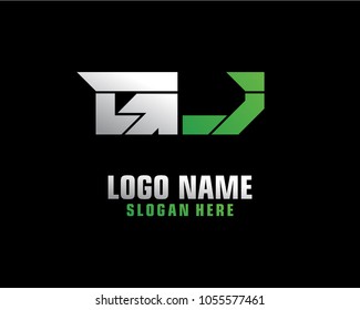 Initial letter G J logo template vector