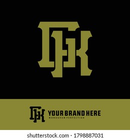 Initial letter G, K, GK or KG overlapping, interlock, monogram logo, green color on black background