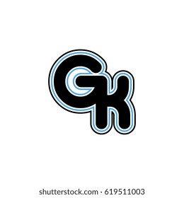 initial letter g and k. gk monogram outline logo