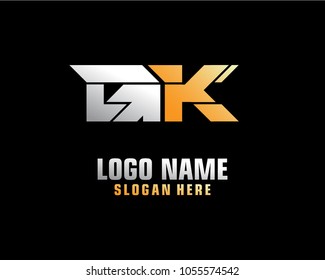 Initial letter G K logo template vector