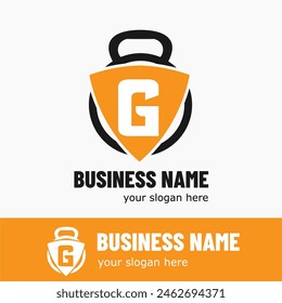 Initial Letter G with Kettlebell for Gym, Fitness, Pilates, Exercise Sport Business Logo Idea