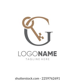 Initial Letter G Key Logo Design Vector Icon Graphic Emblem Illustration