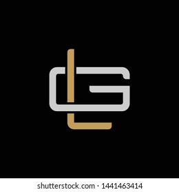 Initial letter G and L, GL, LG, overlapping interlock logo, monogram line art style, silver gold on black background