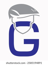 Initial Letter G Labour Day Logo Concept With Safety Helmet Symbol Vector