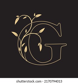 Initial letter G with leaf