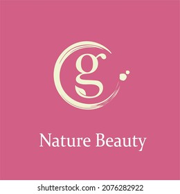 Initial Letter g with Leaf and Circle Brush Splash for Feminine Nature Beauty Spa Aesthetic Salon  Business Logo Idea