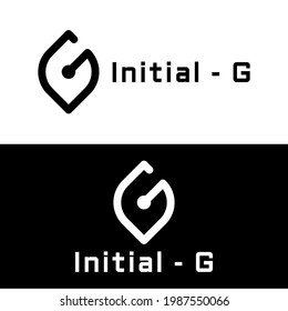 Initial letter G leaf form and node logo template in flat design monogram illustration