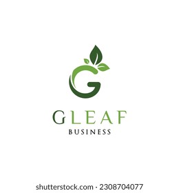 Initial Letter G Leaf Icon Logo Design Template