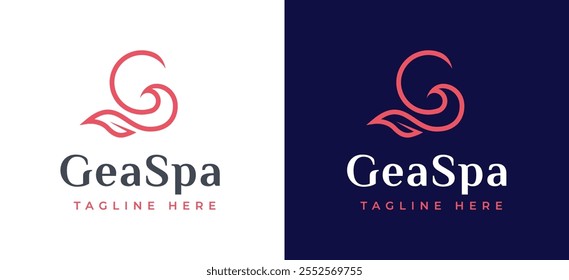 Initial Letter G with Leaf Icon Symbol Logo Design. Green Leaf Symbol on Letter G Line Logo Design Inspiration. Symbol for Label for Spa, Beauty, Cosmetics, Healthy and Natural Logo Brand Template