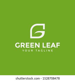 Initial of Letter G Leaf Logo Design Template Illustration