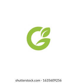 Initial letter G with leaf luxury logo, Green leaf logo template vector design.