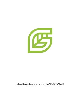 Initial letter G with leaf luxury logo, Green leaf logo template vector design.