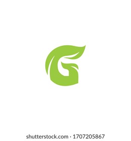 Initial letter G with leaf luxury logo, Green leaf logo template vector design.