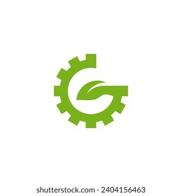 Initial letter G with leaf luxury logo, Green leaf logo template vector design.	
