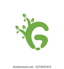 Initial letter g leaf nature creative logo design