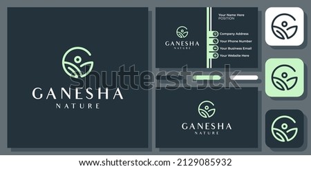 Initial Letter G Leaf People Health Wellness Organic Nature Vector Logo Design with Business Card