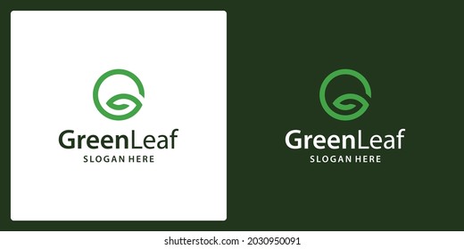 initial letter G and leaf shape. logo in flat, minimalist and simple style.