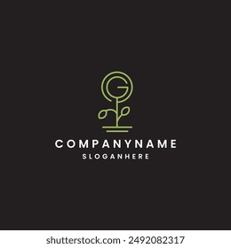 Initial Letter G With Leaf and tree Logo. Green leaf logo Template vector Design.