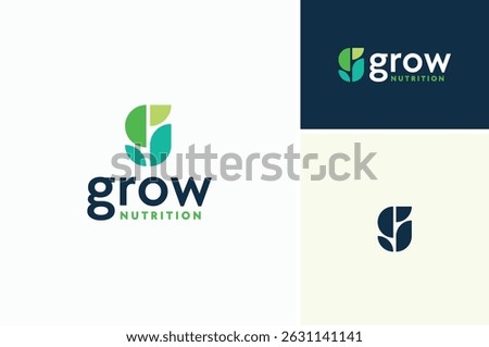 Initial Letter G with Leaves for Plant Growth or Garden Farm Cultivation Plantation logo design