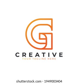 Diseño inicial de la línea G. Estilo de línea geométrica. Símbolo del alfabeto gráfico. Usable para logotipos de empresas y marcas. Elemento de plantilla Ideas de diseño de logotipo de vectores planos. Vector Eps10