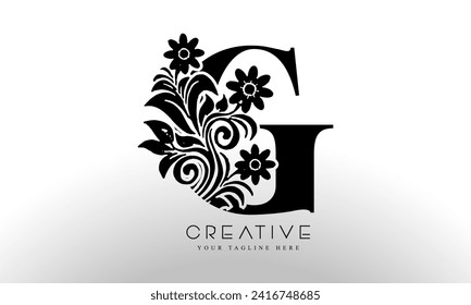 Initial letter G linked beauty flourish Black color logo design