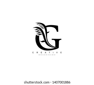 Initial Letter G Linked Swoosh Feather Monogram Logo