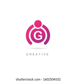 Initial Letter G Logo With Circle Element. Design Vector Illustration People Logo Template