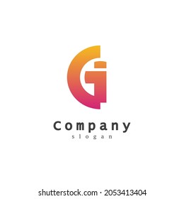 Initial Letter G and I Logo. Creative and Minimalist Letter GI Logo Design Using letters Monogram inside Circle. Design Vector Icon Illustration. Editable in Vector Format.	