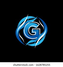 Initial Letter G Logo Design inside Circle Water or Waves