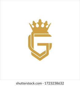 Initial letter G logo design with crown icon vector.