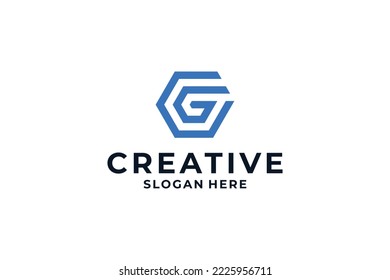 Diseño inicial del logotipo G con concepto inteligente.