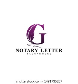 Initial letter G logo with Feather Luxury gold.