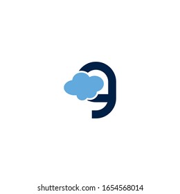 Initial letter g logo with flat cloud element. Creative design template can be used for web, mobile design, company and icon. Vector illustration idea in lowercase isolated on white background.