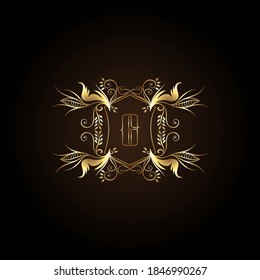 Initial Letter G Logo Gold Frame Luxury Badge Decorative Ornate Ornament  Vector Design for wedding, boutique and luxuries business