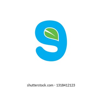Initial letter G logo with green leaf ecology nature element vector icon