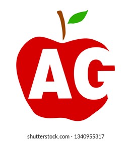 Initial Letter A G Logo Icon in Red Apple. Material Design Logo