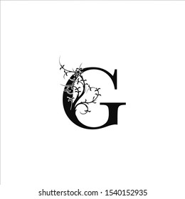 Initial Letter G logo icon abstract design concept with tree monogram black color for business nature identity