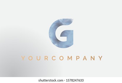 Initial letter G Logo Isolated on blue. Vector Smoke