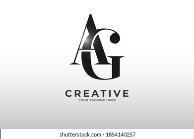 Initial letter A and G logo isolated on white background, Flat Logo Design Template, vector illustration