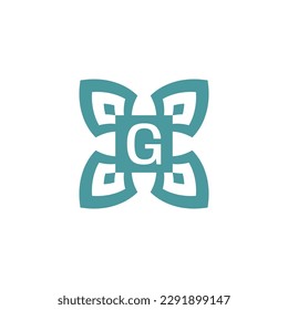 Initial letter G logo ornamental natural emblem pattern frame
